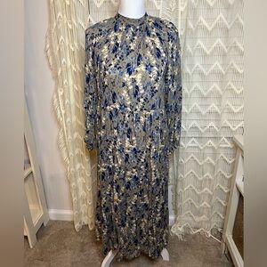 A New Day Floral Long Sleeve Maxi Dress Tan Blue Size XS Target